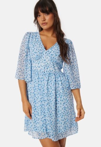 ONLY Onlamanda 3/4 Short Dress Light blue/Floral M – 5715518254245