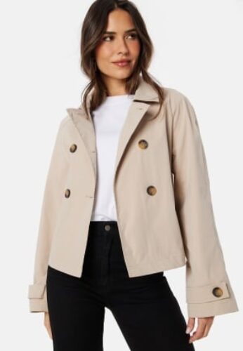 ONLY Onlapril short trenchcoat Oxford Tan XL – 5715364520334