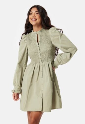 ONLY Onlida Aspen Smock Dress Fog L – 5715516599638
