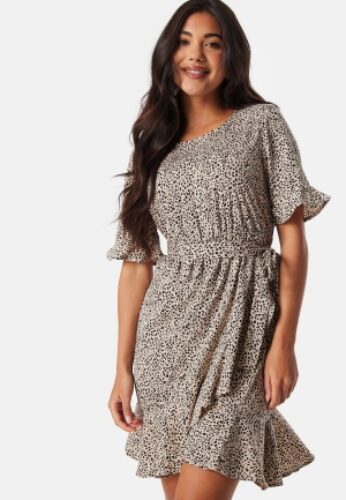 ONLY Onl New Olivia Short Wrap Dress Silver Mink XS – 5715206463690