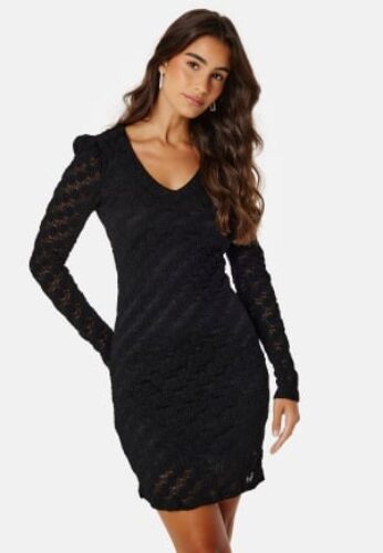 ONLY Rie L/S V-Neck Dress Black S – 5715427800830