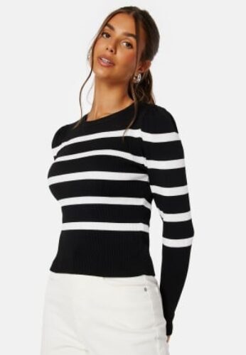 ONLY Sally L/S Puff Pullover Black Stripes:W XL – 5715312529563