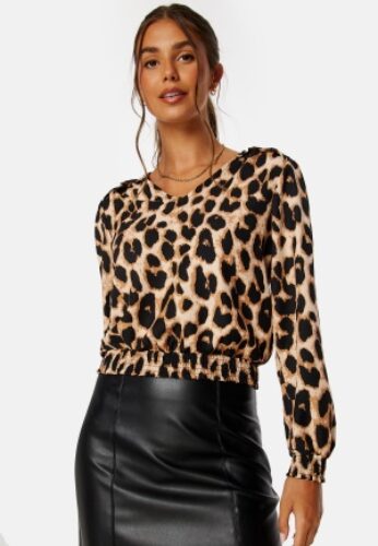 ONLY Tiana L/S Smock Top Cloud Dancer AOP XS – 5715213640602