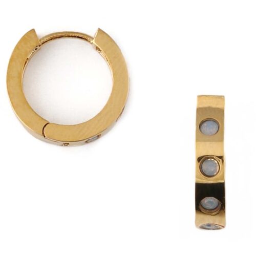 Orelia Air Blue Stone Set Huggie Hoops Earrings Pale Gold – 5055509429864