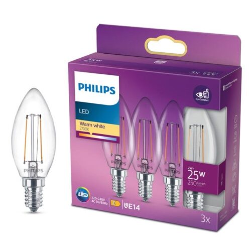 Philips LED-pære Mignon LED E14 250 lm 3-pk. – 8718699782030