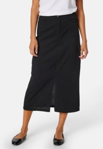 Pieces Avelyn HW Midi Skirt Black XL – 5715507496144