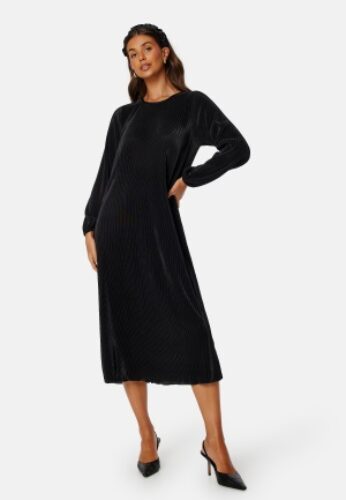 Pieces Johanne O-Neck Midi Dress Black S – 5715432686726