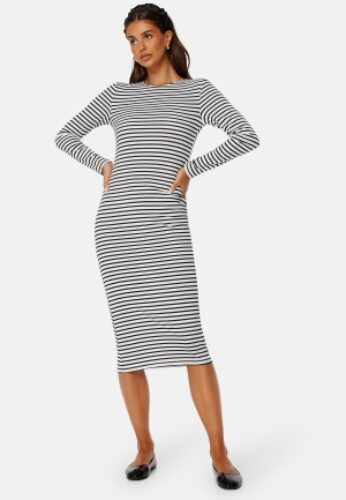 Pieces Joselynn LS Midi Dress Cloud Dancer Sripes: XS – 5715432690594
