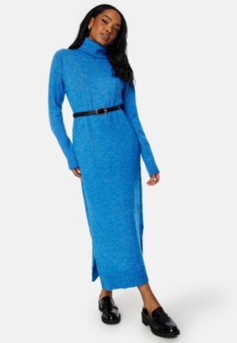 Pieces Juliana LS Rollneck Knit Dress French Blue M – 5715429132861