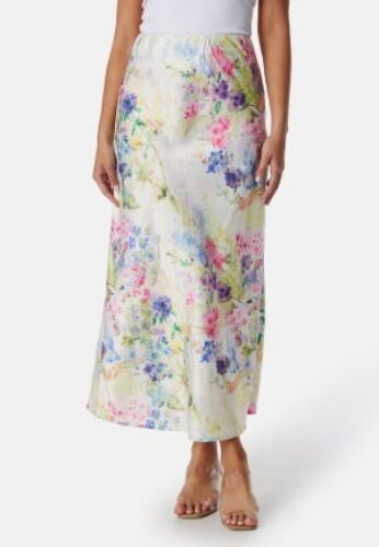 Pieces Pcmari High Waist long skirt Cloud Dancer AOP:FLOWER XS – 5715519026995