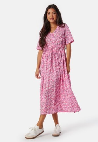 Pieces Pctala String Tie Midi Dress Hot Pink XL – 5715510421959