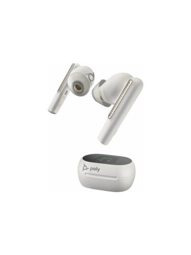 Poly Voyager Free 60+ UC White | Bluetooth in-ear Headset | Incl. Touchscreen Charge Case – 0197497053883
