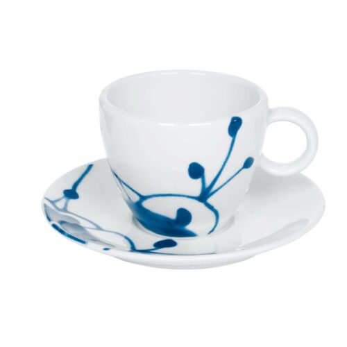 Porsgrunds Porselænsfabrik Maxistrå Blå Maxistå Cappucinokopp m/Skål 20cl – 7026580456474