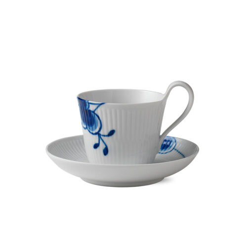 Royal Copenhagen Blå Mega Riflet Kopp 25cl m/Skål Høy – 5705140723080