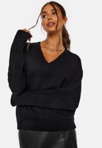 SELECTED FEMME Maline LS Knit V-Neck Black XS – 5715427354159