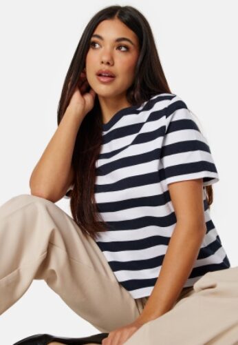 SELECTED FEMME Slfessentail Striped Boxy Tee Dark Sapphire Strip L – 5715507674481
