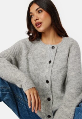 SELECTED FEMME Slflulu LS knit short cardigan Light Grey Melange M – 5714511155429
