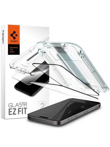 Spigen Glass tR EZ Fit 2 Pack – FC Black – iPhone 15 Pro – 8809896752152