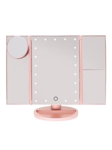 UNIQ Hollywood trifold make up spejl – rose gold – 5713895037710