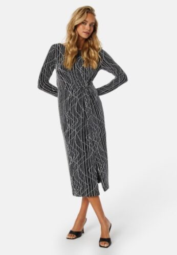 VERO MODA Kanz Sibe LS Calf Dress Black Detail: Silve XS – 5715502707528