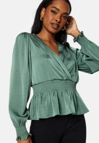 VERO MODA Mary L/S Smock Top Dark Forest S – 5715433034700