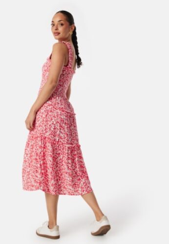 VERO MODA Menny SL Smock Calf Dress Red/Patterned XS – 5715514371090