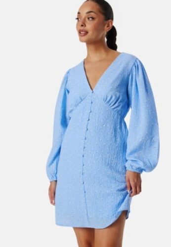VERO MODA Vmamanda LS V-Neck short dress Blue/Patterned S – 5715519861305