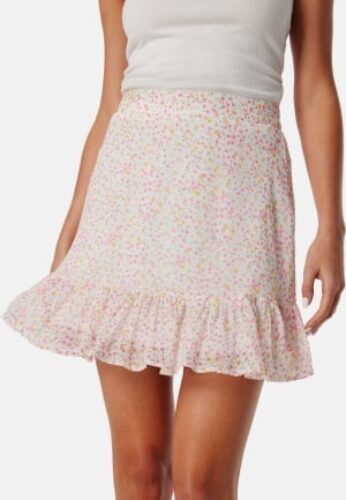 VERO MODA Vmsmilla high waist short skirt White/Pink/Floral XL – 5715518234339