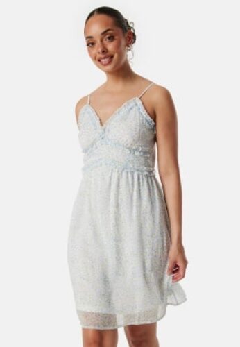 VERO MODA Vmsmilla singlet V frill dress White/Blue/Floral XL – 5715518237576