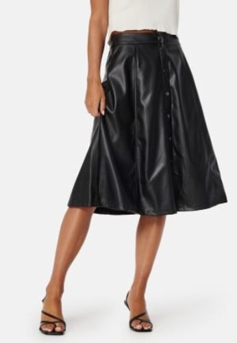 VILA Brown HW Coated Skirt Black 40 – 5715507214243