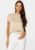 VILA Ellette S/S Satin Top Cement 34 – 5713788469956