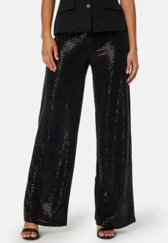 VILA Feste HW Straight Pants Black S – 5715358521132