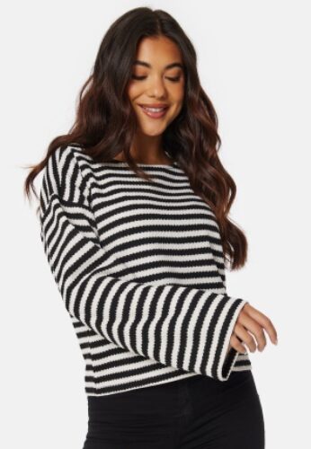 VILA Himlas O-Neck L/S Top Birch Stripes:BLACK L – 5715501695116