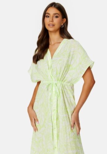 VILA Limia Maya S/S Midi Dress Lettuce Green AOP:Ma 38 – 5715357535208