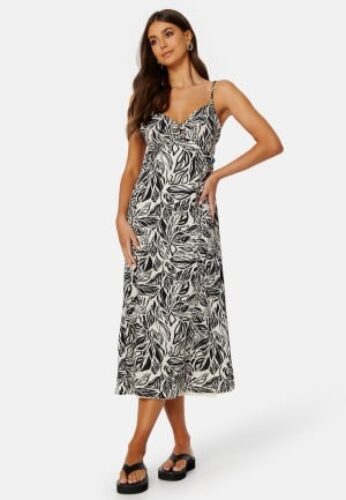 VILA Limia Maya Strap Dress Birch AOP:Maya black 38 – 5715357535505