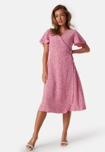 VILA Lovie S/S Wrap Midi Dress Sweet Lavender AOP:ALINI 34 – 5715357522666