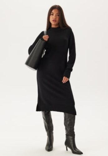 VILA Ril Crew Neck Midi Dress Black XS – 5713786651117