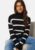 VILA Ril Mockneck L/S Knit Rib Top Black/White/Striped XS – 5715358417626