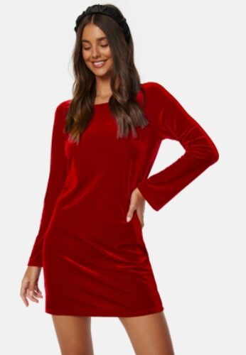 VILA Velvo L/S Dress Barbados Cherry L – 5715358601018
