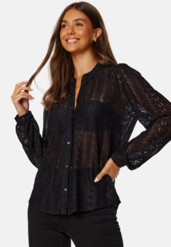VILA Vichikka Lace L/S Shirt Black XS – 5713789996703