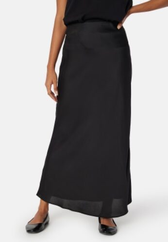 VILA Viellette high waist long skirt Black 36 – 5715357052637