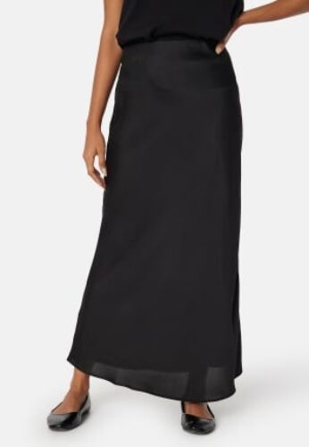 VILA Viellette high waist long skirt Black 40 – 5715357052651