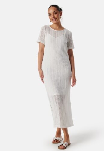 VILA Vigardea O-Neck S/S ankle dress Egret L – 5715359528161