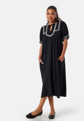 VILA Vimanda S/S midi dress Black/White 38 – 5715359381094