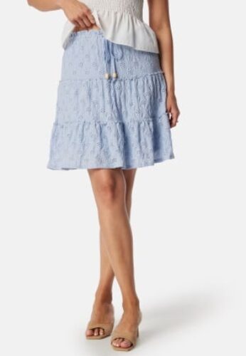VILA Vimelanie High Waist pointelle skirt Kentucky Blue L – 5715359286016