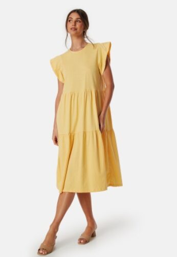 VILA Visummer S/S midi dress Yellow XS – 5715516372194