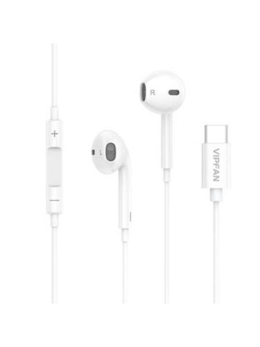 Vipfan Wired in-ear headphones M14 USB-C 1.1m (white) – 6971952430891