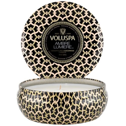 Voluspa 3-Wick Tin Candle Ambre Lumiere – 340 g – 0806644082224