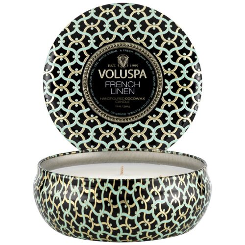 Voluspa 3-Wick Tin Candle French Linen – 340 g – 0806644082248