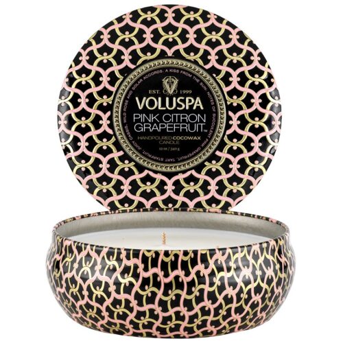 Voluspa 3-Wick Tin Candle Pink Citron Grapefruit – 340 g – 0806644082255